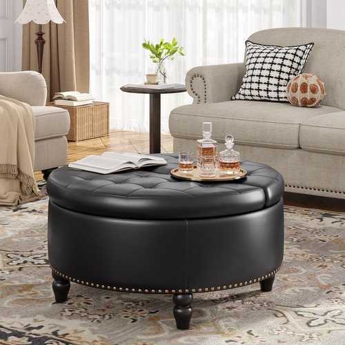 Round storage ottoman - round,